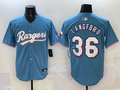 Men's Texas Rangers Wyatt Langford Light Blue Replica Player Jersey