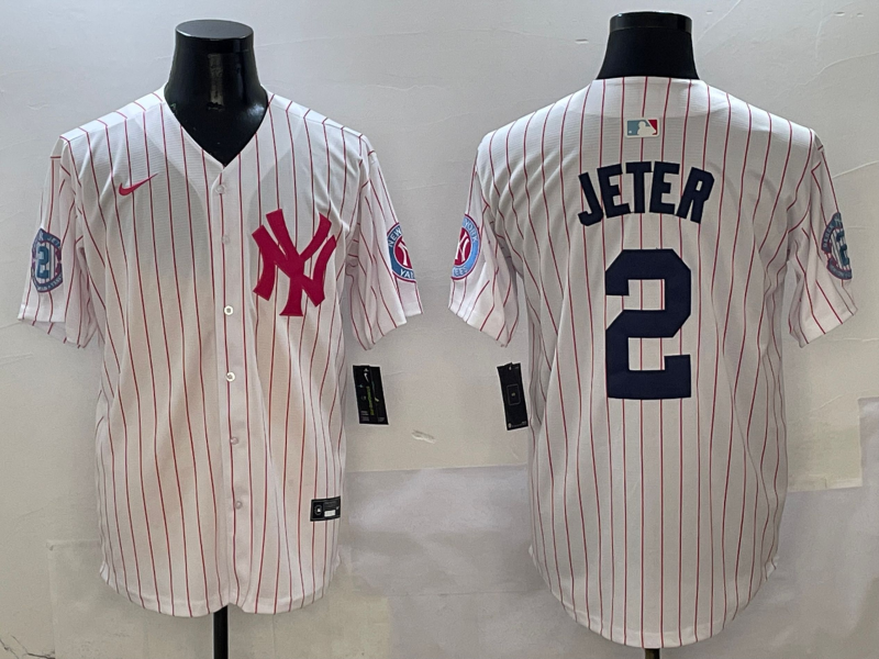 Men's New York Yankees Derek Jeter White Team Player Jersey