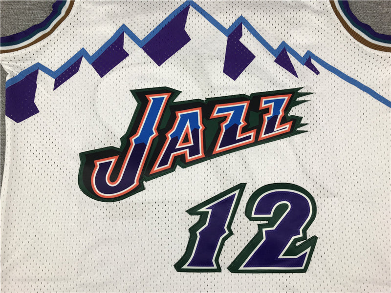 Men's Utah Jazz John Stockton White 1996-97 Hardwood Classics Swingman Jersey