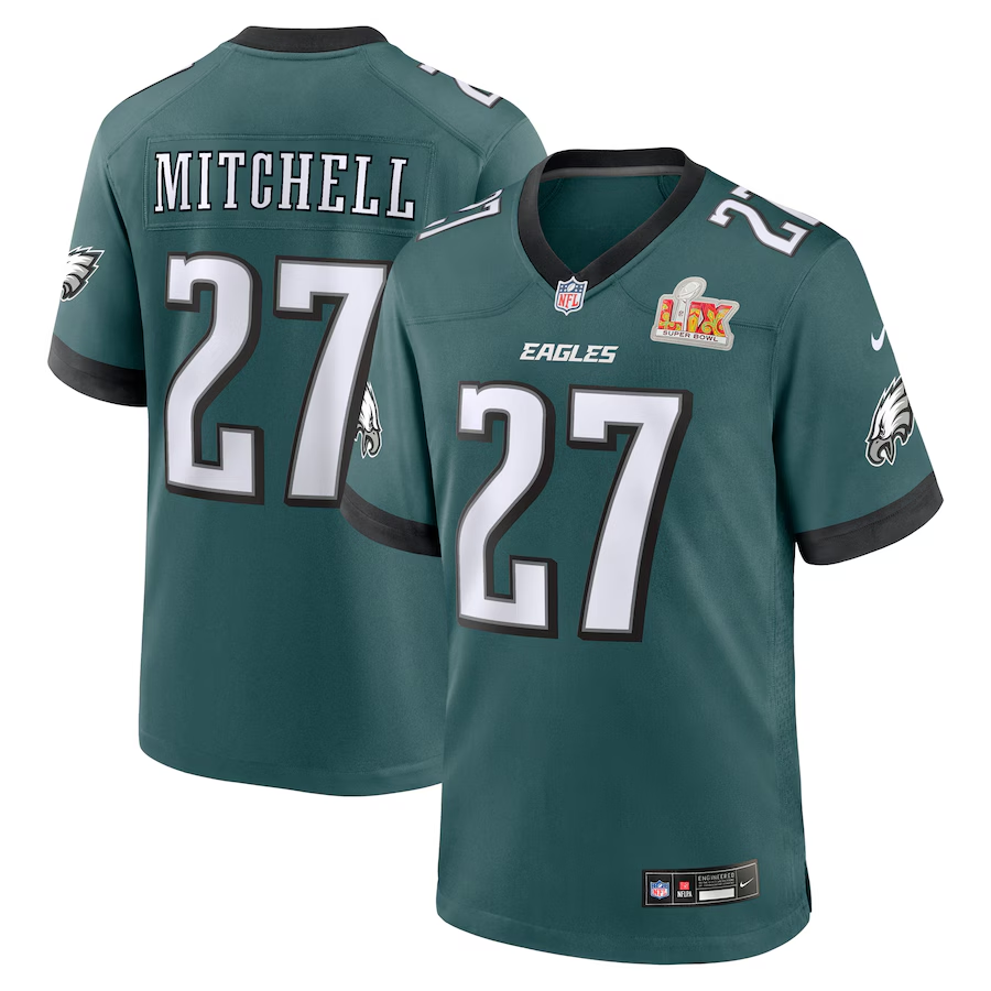 Men's Philadelphia Eagles Quinyon Mitchell Midnight Green Super Bowl LIX Game Player Jersey