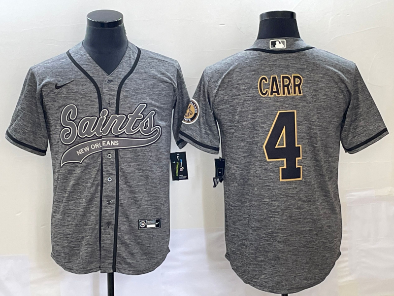 Men's New Orleans Saints Derek Carr Gray Game Jersey Joint Edition