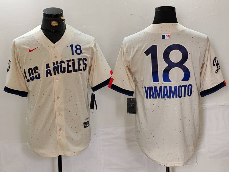 Men's Los Angeles Dodgers Yoshinobu Yamamoto Cream 2024 City Connect Limited Player Jersey
