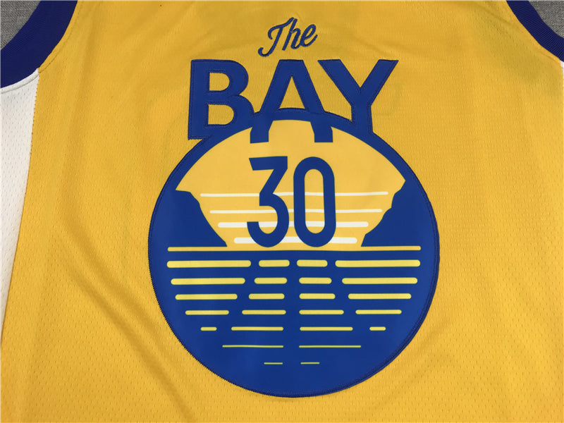 Men's Golden State Warriors Stephen Curry Yellow Fast Break Team Replica Jersey