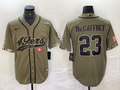 Men's San Francisco 49ers Christian McCaffrey Olive 2022 Salute To Service Jersey Joint Edition
