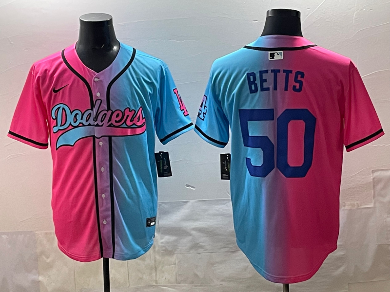 Men's Los Angeles Dodgers Mookie Betts Pink/Blue Player Jersey