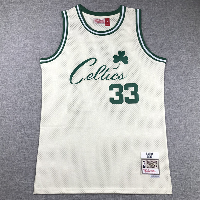 Men's Boston Celtics Larry Bird Cream Hardwood Classics Swingman Jersey