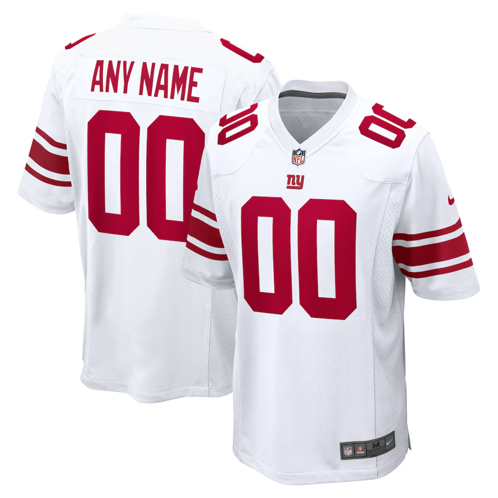 Men's New York Giants White Custom Game Jersey
