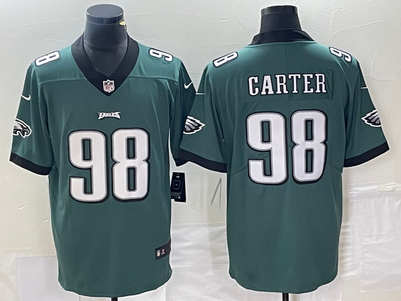 Men's Philadelphia Eagles Jalen Carter Midnight Green 2023 NFL Draft First Round Pick Game Jersey