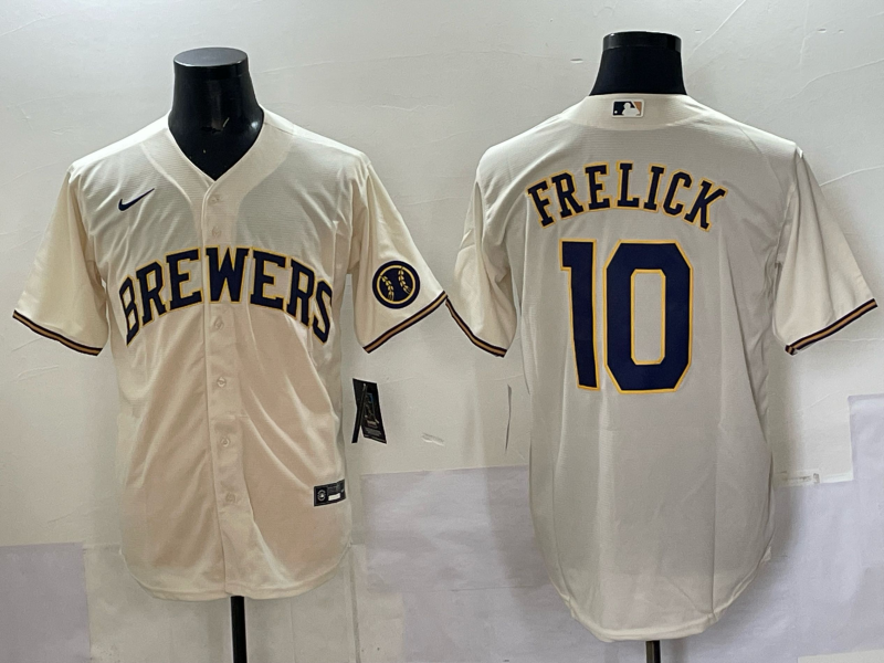 Men's Milwaukee Brewers Sal Frelick Cream Home Replica Player Jersey