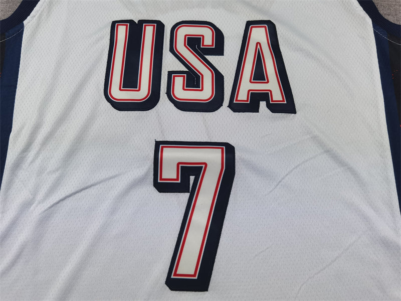 Men's 2024 USA Dream Team Kevin Durant White Authentic Player Jersey