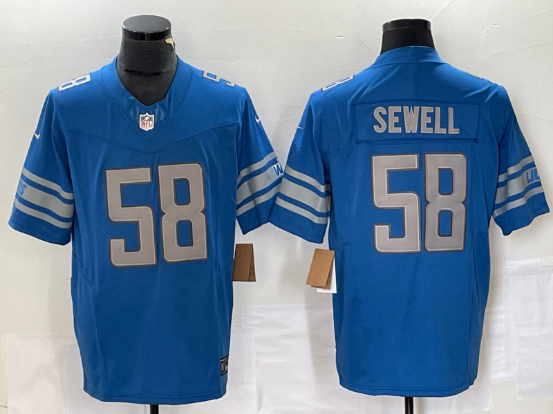 Men's Detroit Lions Penei Sewell Blue Game Jersey