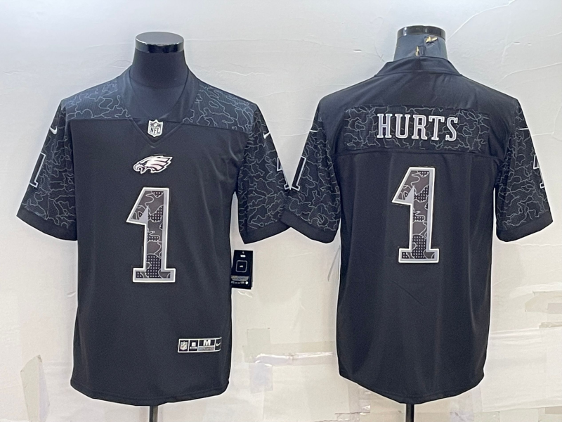 Men's Philadelphia Eagles Jalen Hurts Black RFLCTV Limited Jersey