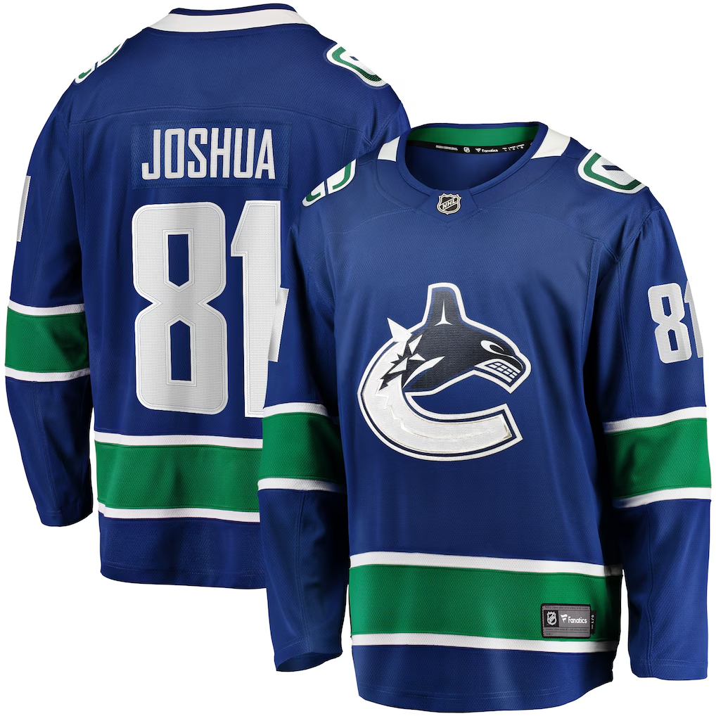 Men's Vancouver Canucks Dakota Joshua Fanatics Blue Home Breakaway Player Jersey