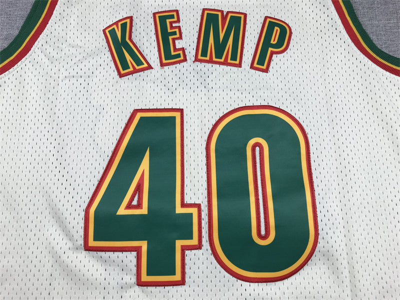 Men's Seattle Supersonics Shawn Kemp Cream Chainstitch Swingman Jersey