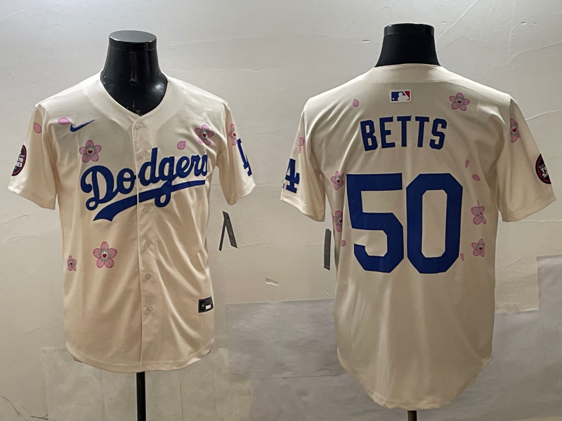 Men's Los Angeles Dodgers Mookie Betts Cream Replica Player Jersey