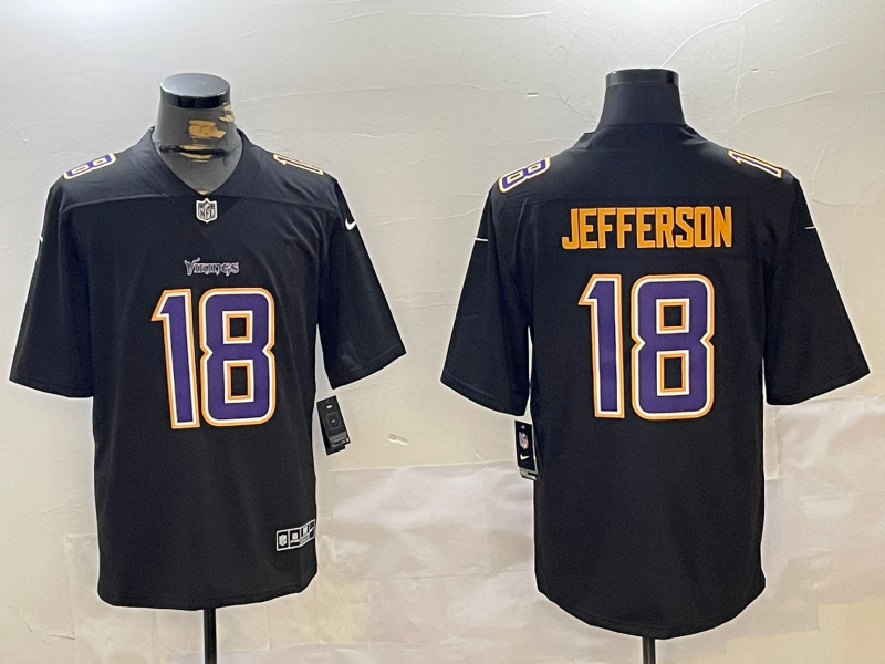 Men's Minnesota Vikings Justin Jefferson Black Fashion Game Jersey