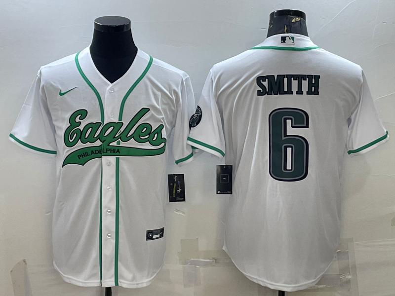 Men's Philadelphia Eagles DeVonta Smith White Game Jersey Joint Edition