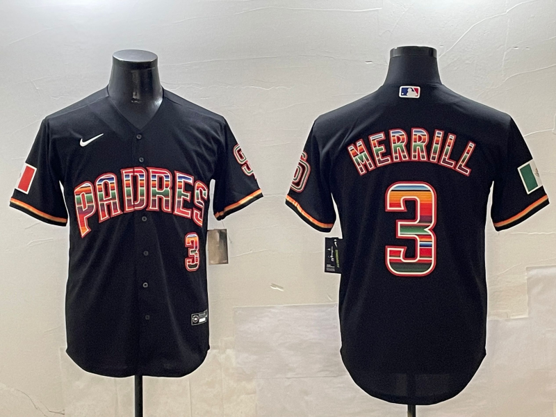 Men's San Diego Padres Jackson Merrill Black Game Player Jersey