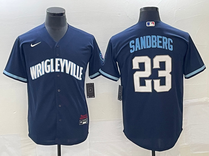 Men's Chicago Cubs Ryne Sandberg Navy City Connect Replica Jersey