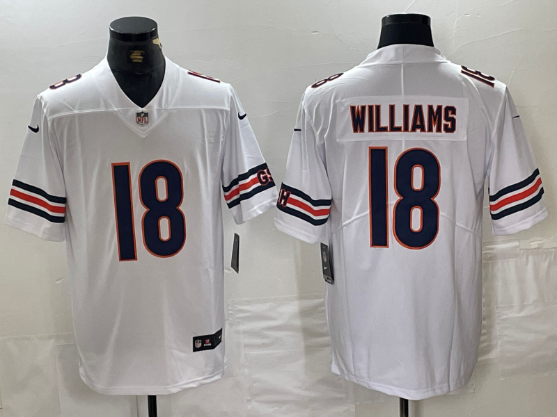 Men's Chicago Bears Caleb Williams White 2024 NFL Draft First Round Pick Player Game Jersey