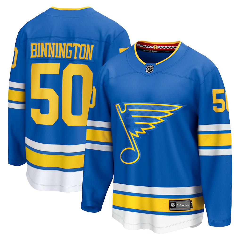 Men's St. Louis Blues Jordan Binnington Fanatics Blue Player Jersey