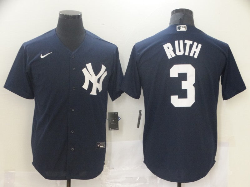 Men's New York Yankees Babe Ruth Navy Replica Baseball Jersey