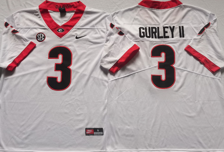 Men's Georgia Bulldogs Todd Gurley II White Player Game Jersey