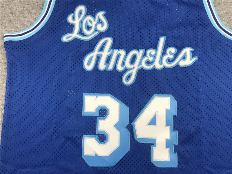 Men's Los Angeles Lakers Shaquille O'Neal Blue Hardwood Classics Swingman Jersey