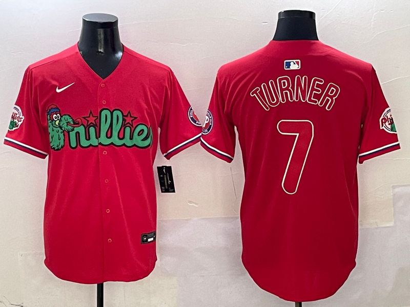 Men's Philadelphia Phillies Trea Turner Red Player Jersey