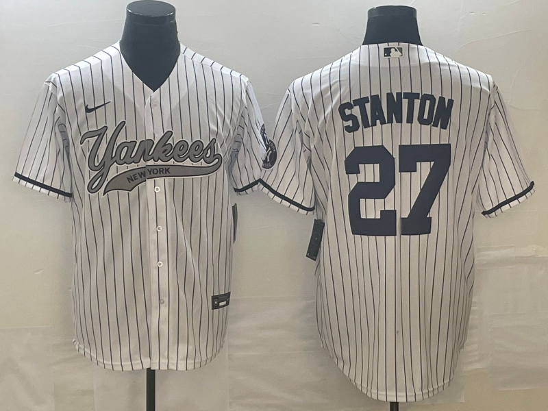 Men's New York Yankees Giancarlo Stanton White Game Jersey Joint Edition