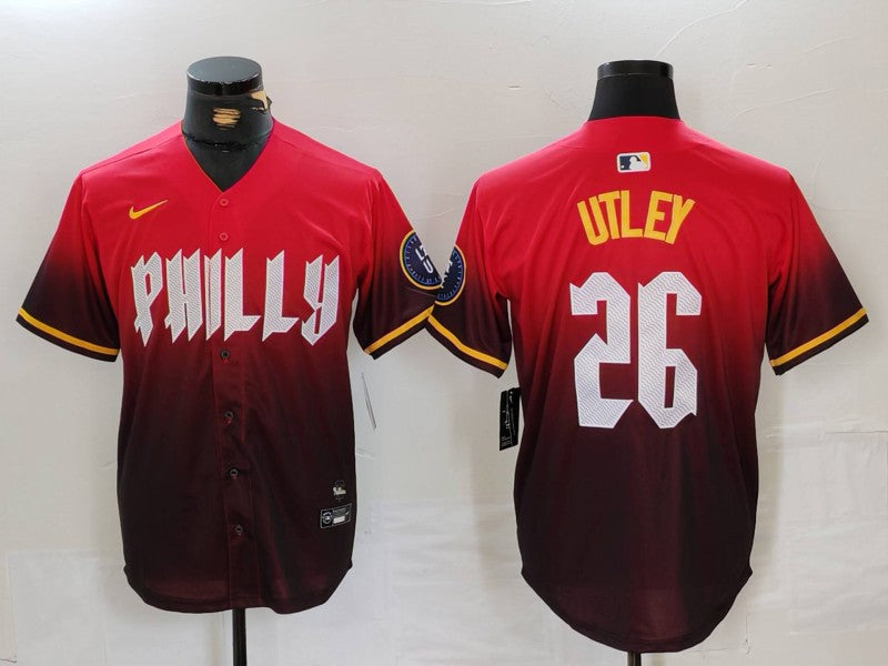 Men's Philadelphia Phillies Chase Utley Red 2024 City Connect Replica Player Jersey