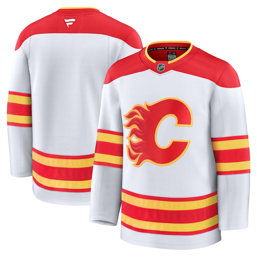 Men's Calgary Flames Fanatics White Away Premium Blank Jersey