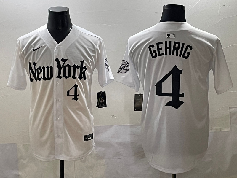 Men's New York Yankees Lou Gehrig White Alternate Limited Player Jersey