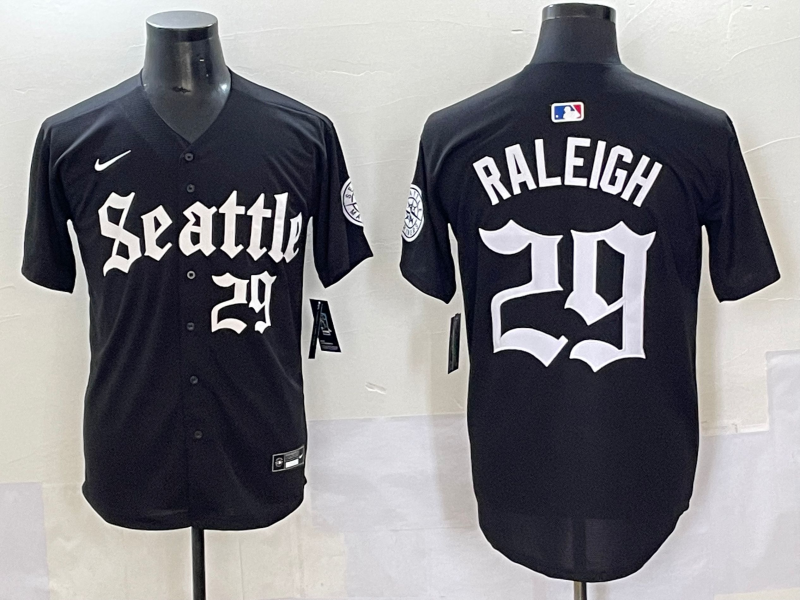 Men's Seattle Mariners Cal Raleigh Black Replica Player Jersey