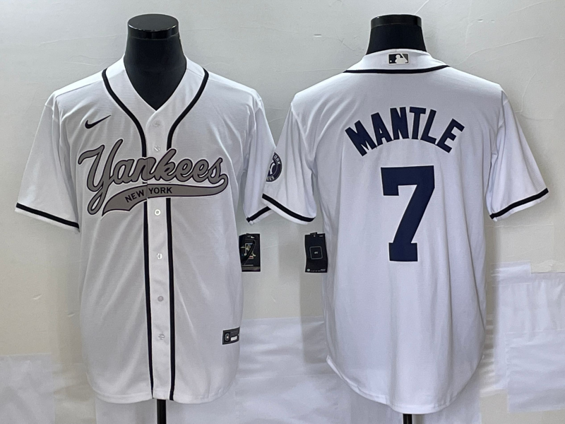 Men's New York Yankees Mickey Mantle White Player Jersey Joint Edition