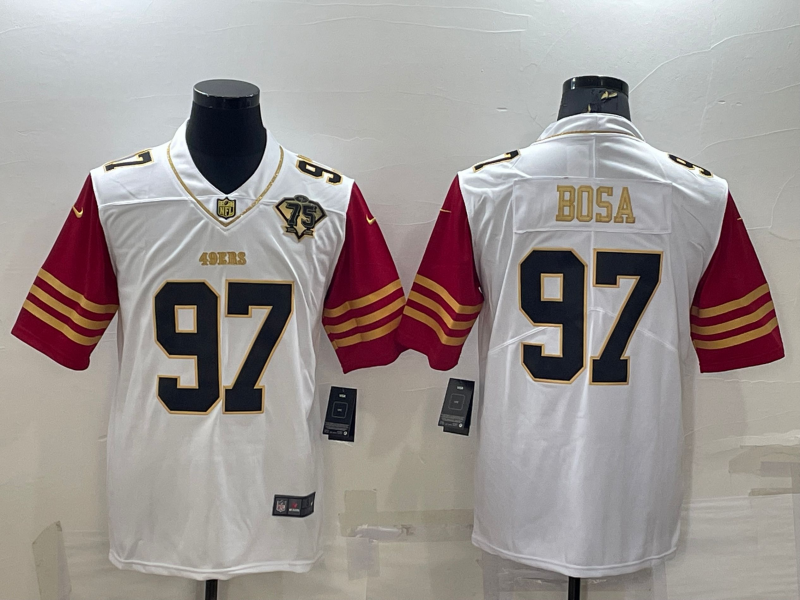 Men's San Francisco 49ers Nick Bosa White 75th Anniversary Player Jersey