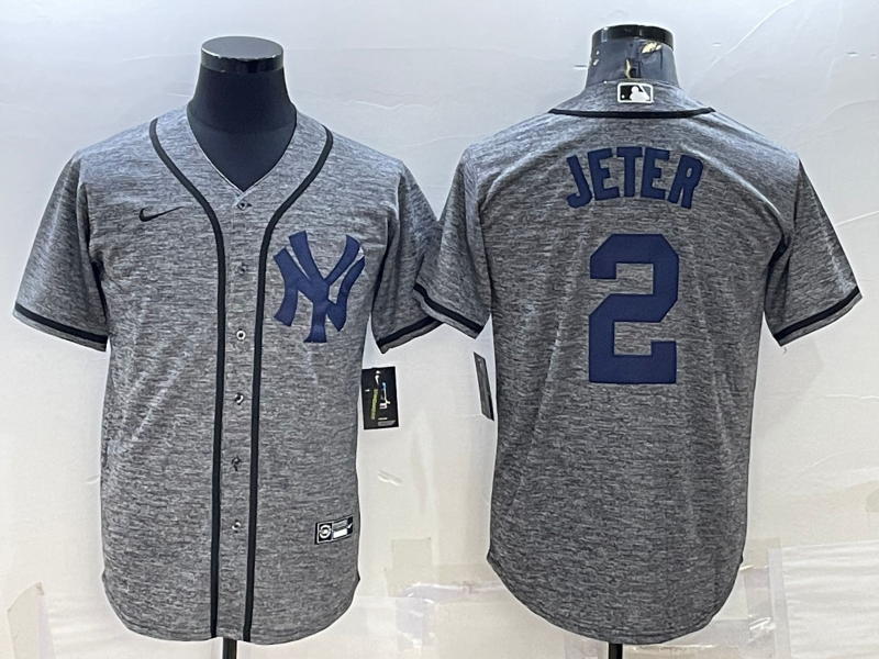 Men's New York Yankees Derek Jeter Gray Replica Player Jersey