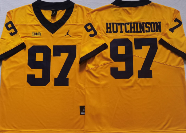Men's Michigan Wolverines Aiden Hutchinson Yellow Alumni Player Game Jersey