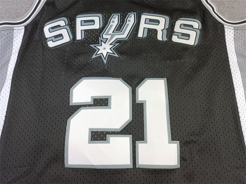 Men's San Antonio Spurs Tim Duncan Black Big & Tall Hardwood Classics Jersey