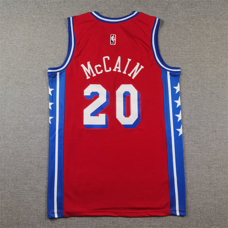 Men's Philadelphia 76ers Jared McCain Red Swingman Jersey - Statement Edition