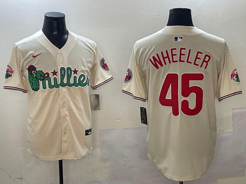 Men's Philadelphia Phillies Zack Wheeler Cream Replica Player Jersey