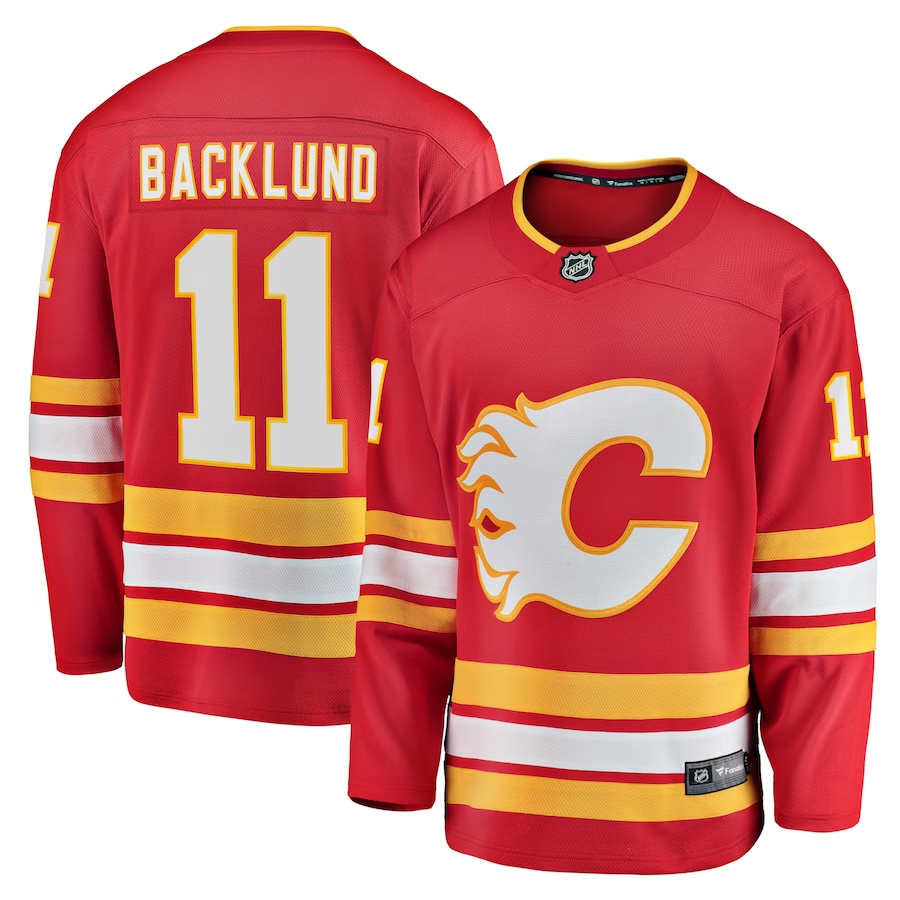 Men's Calgary Flames Mikael Backlund Red Home Breakaway Player Jersey