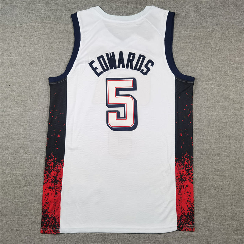 Men's 2024 USA Dream Team Anthony Edwards White Authentic Player Jersey