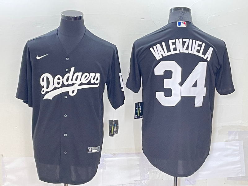 Men's Los Angeles Dodgers Fernando Valenzuela Black Replica Baseball Jersey