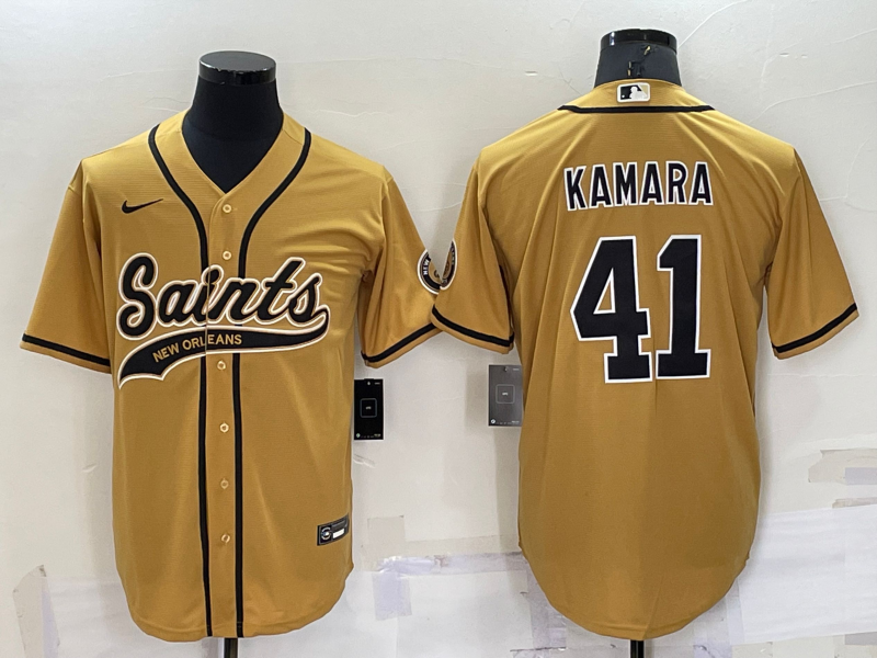 Men's New Orleans Saints Alvin Kamara Yellow Game Jersey Joint Edition