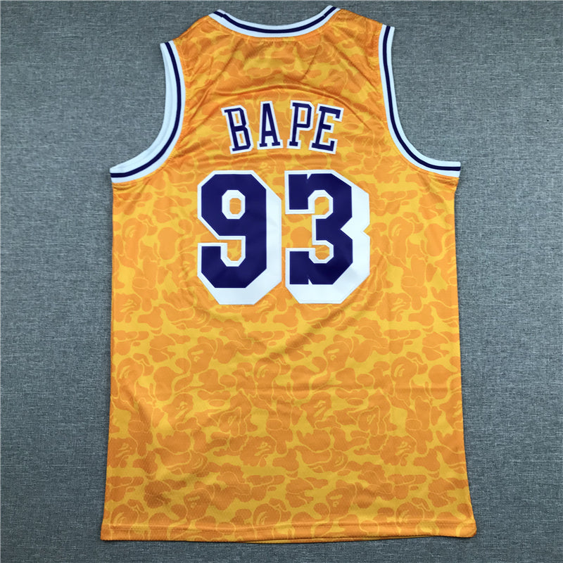 Men's Los Angeles Lakers Bape Yellow 1996-97 Hardwood Classics Swingman Jersey