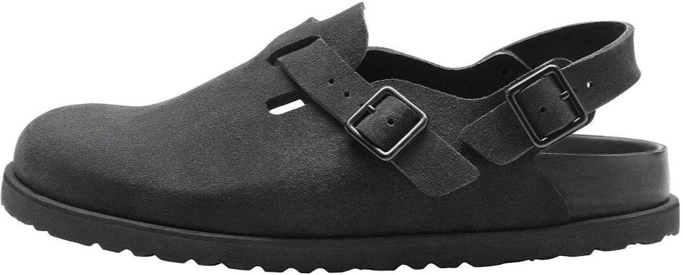 Birkenstock 1774 IV Tokio 1025897 Black Suede Leather Covered-Toe Slippers