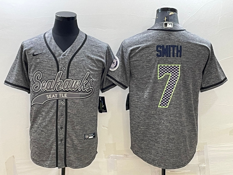 Men's Seattle Seahawks Geno Smith Gray Player Jersey Joint Edition