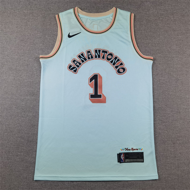 Men's San Antonio Spurs Victor Wembanyama Light Blue 2024/25 Swingman Player Jersey - City Edition
