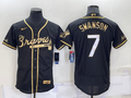 Men's Atlanta Braves Dansby Swanson Black Fashion Stitched Jersey